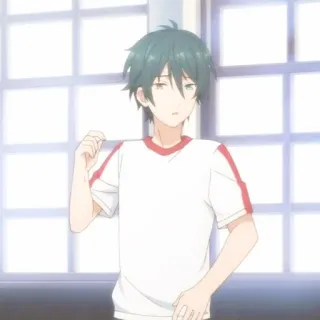🧤 anime, boy, t-shirt, indoors, portrait, teenager telegram sticker