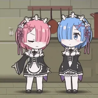 💖 Rem anime, cute, kawaii, maid, twins, manga telegram sticker