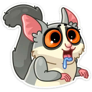 🤤 lêmure, desenho animado, adesivo, animal, mamífero, olhos telegram sticker