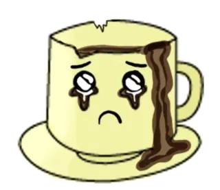 😢 caffè, tazza, triste, rotto, piangere, bevanda, bere, cartone animato telegram sticker
