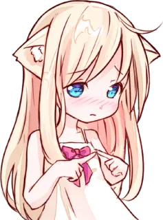 😳 สาวอนิเมะ, หูแมว, แก้มแดง, น่ารัก, มังงะ, ภาพประกอบ telegram sticker