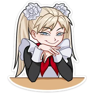 😏 Аниме, девушка, блондинка, усмешка, портрет, мультфильм, стикер whatsapp sticker