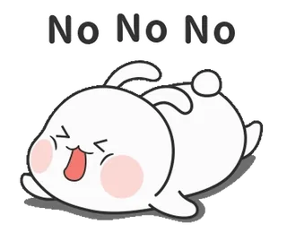 😖 No No No lapin, non, mignon, rejet, dessin animé, animal, négatif telegram sticker