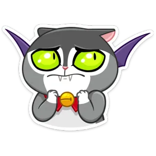 ☹️ Katze, Vampir, Halloween, Tier, Cartoon, Sticker, Zähne telegram sticker