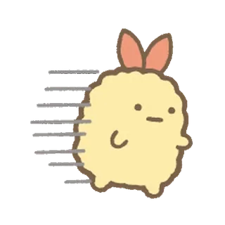 🍐 Sumikko Gurashi, Ebifurai no Shippo, tempura de camarão, comida, fofo, correndo telegram sticker