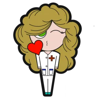 😘 медсестра, мультфильм, здравоохранение, любовь, сердце, персонаж, медицинский telegram sticker
