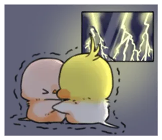 😣 poulets, dessin animé, éclair, peur, tempête telegram sticker