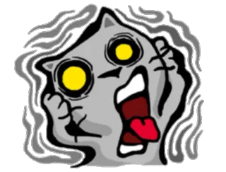 😷 Katze, Schrei, Geist, gruselig, Halloween, Cartoon telegram sticker