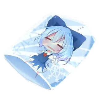 💤 Cirno Touhou Project Anime, Chibi, Niedlich, Schlafend, Eis, Kissen, Schneeflocke telegram sticker