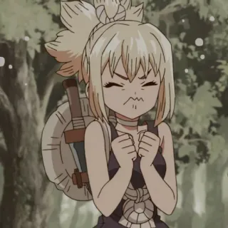 💖 Kohaku Dr. Stone Anime, Kohaku, Dr. Stone, Expression, Colère, Épée telegram sticker