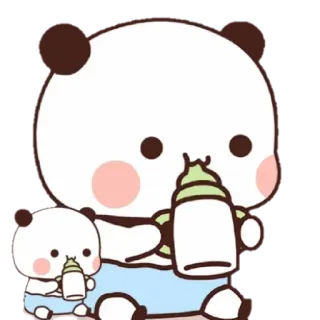 🐻 panda, baby, bottle, cute, cartoon telegram sticker