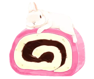 🐰 coelho, coelhinho, bolo, rocambole, sobremesa, animal, fofo, doce telegram sticker
