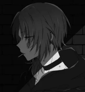 📎 Anime, Mangá, Garoto, Triste, Sombrio, Estético, Cigarro telegram sticker