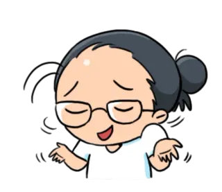 😌 卡通, 耸肩, 女人, 眼镜, 不确定, 问题, 怀疑 telegram sticker
