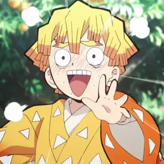 🔥 Zenitsu Agatsuma Demon Slayer Anime, Demon Slayer, Zenitsu, Drôle, Choqué, Effrayé telegram sticker