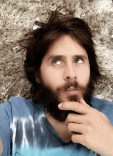 🙄 Jared Leto mężczyzna, osoba, myślenie, broda, aktor, celebryta telegram sticker