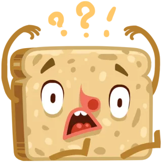 ❓ bread, toast, food, cartoon, character, scared, worried telegram sticker
