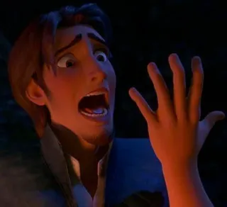 🖇 Flynn Rider Tangled asco, hombre, dibujos animados, asustado, miedo, impactado telegram sticker