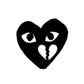 😭 heart, broken, eyes, black and white, logo telegram sticker