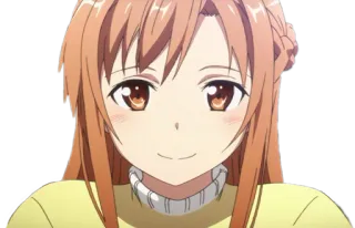 🙂 Asuna Yuuki Sword Art Online Anime, Mangá, Personagem, Garota, Sorriso, Fofo telegram sticker