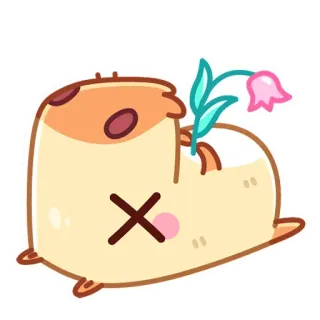 ⚰ хомяк, цветок, мертвый, милый, мультфильм, наклейка telegram sticker