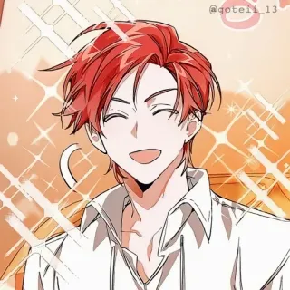 🍷 Anime, Desenho animado, Sorriso, Feliz, Cabelo ruivo telegram sticker