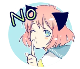 🤫 NO Ragazza anime, Orecchie da gatto, No, Proibito, Shh whatsapp sticker