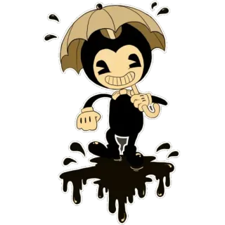 ☂️ Bendy Bendy and the Ink Machine desenho animado, guarda-chuva, tinta, personagem, sorrindo telegram sticker