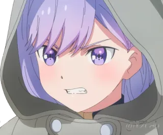 😡 Anime, Mädchen, Wütend, Hoodie, Lila Haare telegram sticker