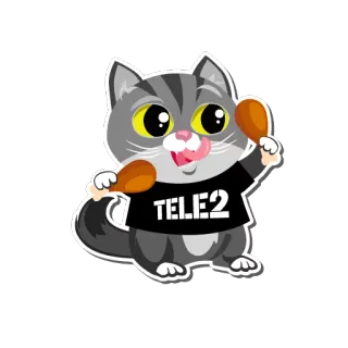 👻 TELE2 kucing, kartun, ayam, makanan, makan, stiker whatsapp sticker