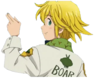 👋 Meliodas Seven Deadly Sins BOAR อนิเมะ, ผมบลอนด์, เมลิโอดัส, หมวกหมู telegram sticker