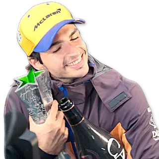 🏆 Carlos Sainz Jr. carlos sainz, fórmula 1, carreras, f1, mclaren, celebración, champán whatsapp sticker