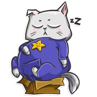 😴 gato, adormilado, perezoso, durmiendo, animal, dibujos animados telegram sticker