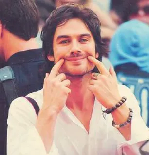 ☺️ Ian Somerhalder 남자, 초상화, 배우, 미소, 손가락 telegram sticker