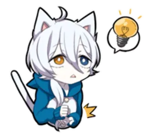 💡 Anime, Mèo, Nhân vật, Bóng đèn, Suy nghĩ, Ý tưởng telegram sticker