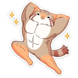 💪 chat, muscles, dessin animé, drôle, animal, mignon telegram sticker