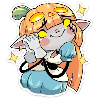☺️ Kürbis, Halloween, Süß, Mädchen, Cartoon, Aufkleber, Kawaii, Orange telegram sticker