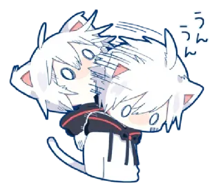 😶 うん cat, anime, cute, kawaii, blush, white cat whatsapp sticker