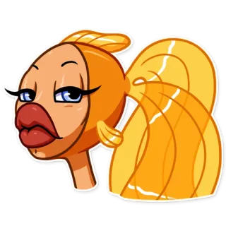 😗 рыба, мультфильм, золотая рыбка, смешной, губы, животное, персонаж telegram sticker