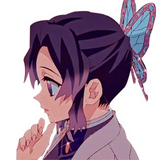 🤔 Shinobu Kocho Demon Slayer อนิเมะ, ดาบพิฆาตอสูร, ชิโนบุ โคโจ, ผีเสื้อ, ตัวละคร telegram sticker