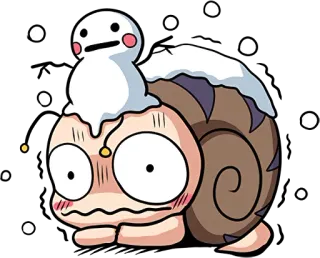 😨 caracol, nieve, asustado, lindo, kawaii, manga, anime whatsapp sticker