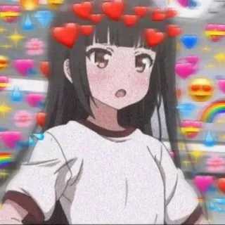 ❤️ Аниме, Девушка, Сердечки, Эмоции, Милый telegram sticker