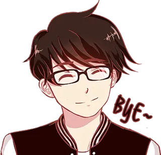 👋 BYE~ Cartone animato, Ciao, Addio, Occhiali, Che saluta, Carino telegram sticker