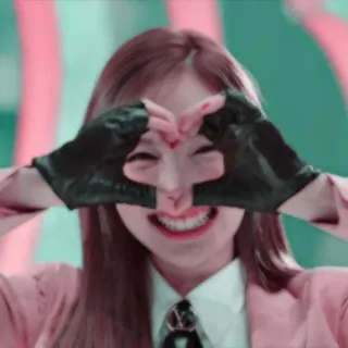 🐰 mulher, coração, luvas, fofo, sorrindo, amor, kpop whatsapp sticker