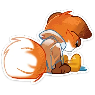 🦊 zorro, animal, lindo, dibujos animados, peludo telegram sticker