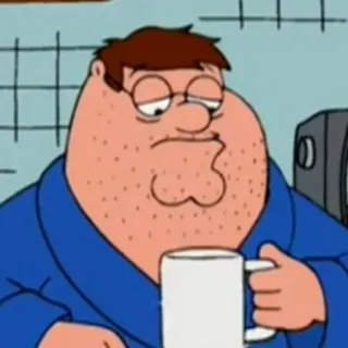 😪 Peter Griffin Family Guy Cartoon, Figur, Peter Griffin, Family Guy, Trinken, Kaffee telegram sticker