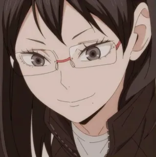 🎭 anime, girl, glasses, smiling, cartoon telegram sticker