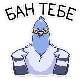 🤬 БАН ТЕБЕ bird, angry, pigeon, ban, cartoon telegram sticker