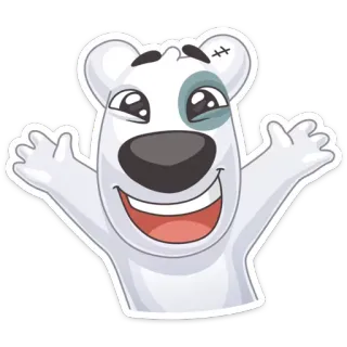 😳 animal, dessin animé, autocollant, joyeux, mignon, chien, blanc telegram sticker