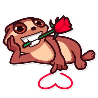 🌹 otter, liebe, herz, rose, süß, tier, cartoon, valentinstag telegram sticker